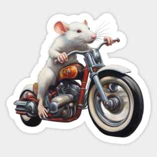 White  Rat on wheels Sticker